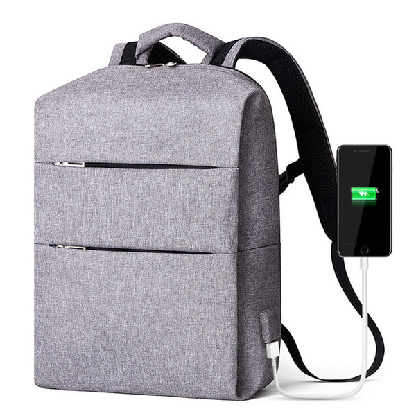 Backpack USB Charging <br> Canvas Backpack GRAY - strapsandbrass.com