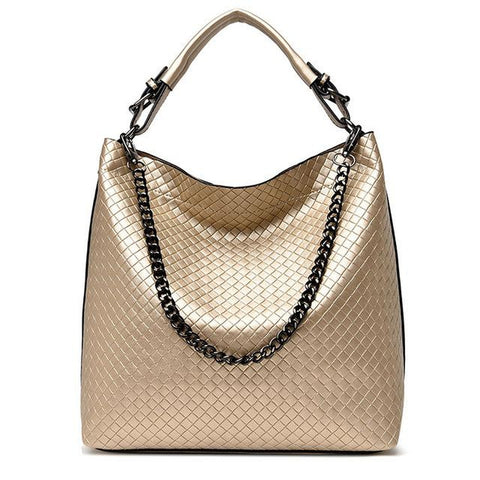 <bold>Bucket | Tote Bag  <br>Vegan-Leather Handbag Gold - strapsandbrass.com