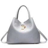 <bold>Tote / Bucket Bag <br>Vegan-Leather Handbag Gray - strapsandbrass.com