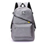 Backpack USB Charging <br> Canvas Backpack Gray - strapsandbrass.com