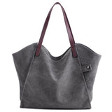 <bold>Hobo  / Tote Bag <br>Canvas Handbag Gray - strapsandbrass.com