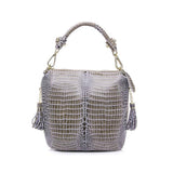 <bold>Bucket / Tote Bag <br>Genuine-Leather Handbag Gray - strapsandbrass.com