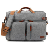 Convertible Backpack / Messenger / Laptop <br> Nylon Backpack Gray - strapsandbrass.com