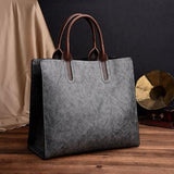 <bold>Tote / Shoulder Bag  <br>Vegan-Leather Handbag Gray - strapsandbrass.com
