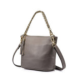 <bold>Bucket  / Tote Bag <br>Genuine-Leather Handbag Gray - strapsandbrass.com