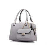 <bold>Tote & Crossbody Bag Set <br>Vegan-Leather Handbag Gray - strapsandbrass.com