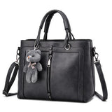 <bold> Tote / Shoulder Bag <br> Vegan-Leather Handbag Gray - strapsandbrass.com