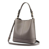 <bold>Bucket  / Tote Bag <br>Genuine-Leather Handbag Gray - strapsandbrass.com