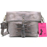 <bold>Messenger / Crossbody Bag <br>Genuine-Leather Handbag Gray - strapsandbrass.com