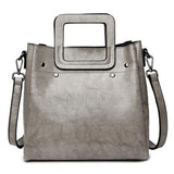 <bold>Bucket / Crossbody Bag  <br>Genuine-Leather Handbag Gray - strapsandbrass.com