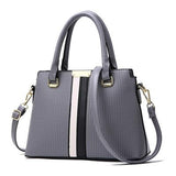 <bold>Top-Handle / Crossbody Bag  <br>Vegan-Leather Handbag Gray - strapsandbrass.com