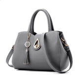 <bold>Top-Handle / Shoulder Bag <br>Vegan-Leather Handbag Gray - strapsandbrass.com