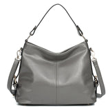 <bold>Tote / Shoulder Bag <br>Genuine-Leather Handbag Gray - strapsandbrass.com