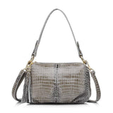 <bold>Messenger / Crossbody Bag <br>Genuine-Leather Handbag Gray - strapsandbrass.com