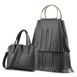 <bold>Bucket & Crossbody Bag Set <br>Vegan-Leather Handbag Gray - strapsandbrass.com