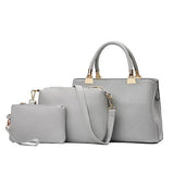 <bold>Tote Crossbody & Purse Set  <br>Vegan-Leather Handbag Gray - strapsandbrass.com