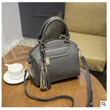 Top-Handle / Crossbody Bag  <br>Genuine-Leather Handbag Gray - strapsandbrass.com
