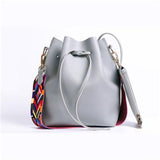 <bold>Bucket / Shoulder Bag <br>Vegan-Leather Handbag Gray - strapsandbrass.com