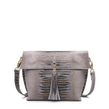 <bold>Messenger  / Crossbody Bag <br>Genuine-Leather Handbag Gray - strapsandbrass.com