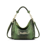 <bold>Hobo / Tote Bag  <br>Genuine-Leather Handbag Green - strapsandbrass.com
