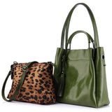 <bold>Tote & Crossbody Bag Set <br>Genuine-Leather Handbag Green - strapsandbrass.com