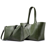 <bold>Tote & Crossbody Bag Set <br>Vegan-Leather Handbag Green - strapsandbrass.com
