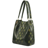 <bold>Bucket  / Tote Bag <br>Genuine-Leather Handbag Green - strapsandbrass.com