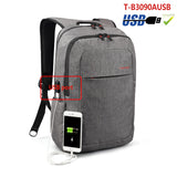 Backpack USB Charging & Anti-Theft <br> Oxford Backpack Grey 3090USB - strapsandbrass.com