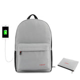Backpack USB Charging & Anti-Theft <br> Polyester Backpack Grey / 15 Inches - strapsandbrass.com