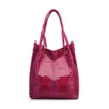 <bold>Bucket / Tote Bag <br>Genuine-Leather Handbag Pink - strapsandbrass.com