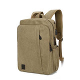Backpack USB Charging & Anti-Theft <br> Canvas Backpack Khaki - strapsandbrass.com