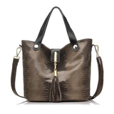 <bold>Bucket / Crossbody Bag <br>Genuine-Leather Handbag Khaki - strapsandbrass.com