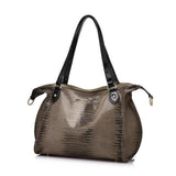 <bold>Tote  / Shoulder Bag <br>Genuine-Leather Handbag Khaki - strapsandbrass.com