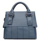 <bold>Top-Handle / Tote Bag  <br>Vegan-Leather Handbag Lake Blue - strapsandbrass.com