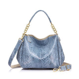 <bold>Hobo  / Tote Bag <br>Genuine-Leather Handbag Light Blue - strapsandbrass.com
