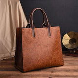 <bold>Tote / Shoulder Bag  <br>Vegan-Leather Handbag Brown - strapsandbrass.com