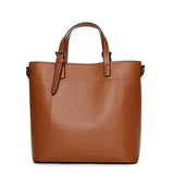 <bold>Bucket / Tote Bag  <br>Vegan-Leather Handbag Brown - strapsandbrass.com