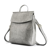 <bold>Fashion Backpack  <br>Genuine-Leather Handbag Gray - strapsandbrass.com