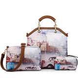 <bold>Tote Crossbody Bag & Purse Set <br>Canvas & Vegan-Leather Handbag London Brige - strapsandbrass.com