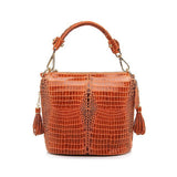 <bold>Bucket / Tote Bag <br>Genuine-Leather Handbag Orange - strapsandbrass.com