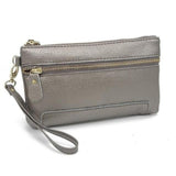 <bold>Clutch / Wristlet  <br>Genuine-Leather Handbag Pewter - strapsandbrass.com