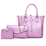 <bold>Tote Crossbody Bag & Purse Set <br>Vegan-Leather Handbag Pink Purple - strapsandbrass.com
