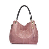 <bold>Hobo / Tote Bag <br>Genuine-Leather Handbag Pink - strapsandbrass.com