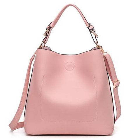 <bold>Bucket / Tote Bag  <br>Vegan-Leather Handbag Pink - strapsandbrass.com
