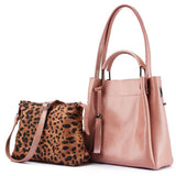 <bold>Tote & Crossbody Bag Set <br>Genuine-Leather Handbag Pink - strapsandbrass.com