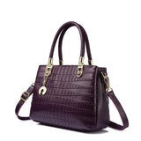 <bold>Top-Handle / Crossbody Bag <br>Genuine-Leather Handbag Purple - strapsandbrass.com