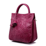 <bold>Bucket / Tote Bag <br>Genuine-Leather Handbag Purple - strapsandbrass.com