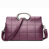 <bold>Tote / Messenger Bag <br>Genuine-Leather Handbag Purple - strapsandbrass.com