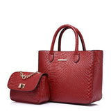 <bold>Tote & Crossbody Bag Set <br>Vegan-Leather Handbag Red - strapsandbrass.com