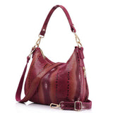 Hobo / Tote Bag  <br>Genuine-Leather Handbag Red - strapsandbrass.com